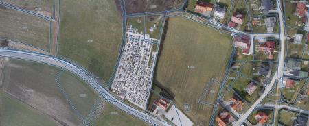 Zračni posnetek pokopališča v občini Benedikt